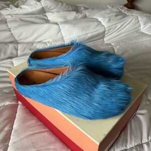 Marni Blue Fur Men's Loafers